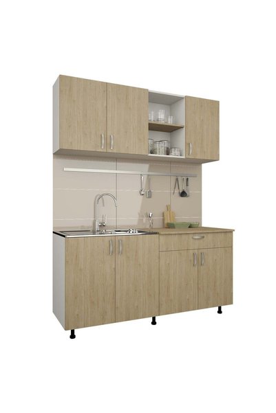 haaus.ro Bucatarie Roma, Lemn Natural/Alb, L 160 cm