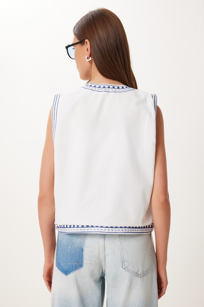 Lovelyİstanbul Embroidered Linen Vest