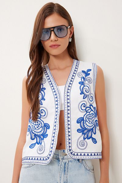 Lovelyİstanbul Embroidered Linen Vest