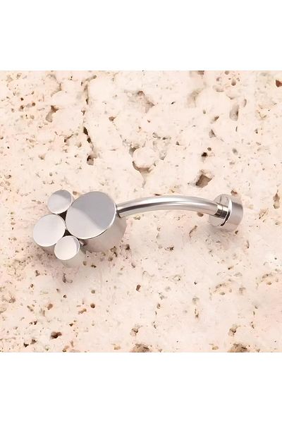 Janset F136 Titanium Zircon Stone Trinity Detail Navel Piercing - Stone Navel Piercing