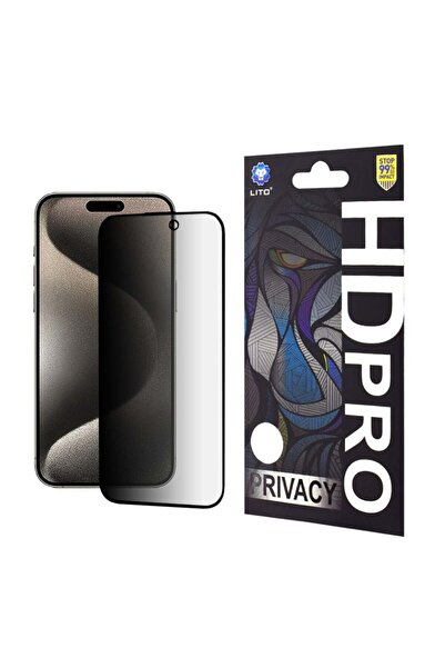 Lito Γυάλινη μεμβράνη iPhone 15 Pro Max, σκληρυμένο γυαλί, λιθογραφία, HD Pro, προστασία προσωπικών δεδομένων