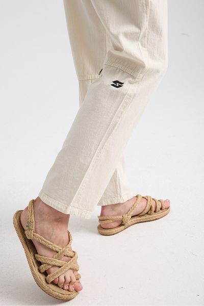 Shooter Sportswear Premium Women's Linen Trousers Ecru Comfortable Fit with Stitching Detail