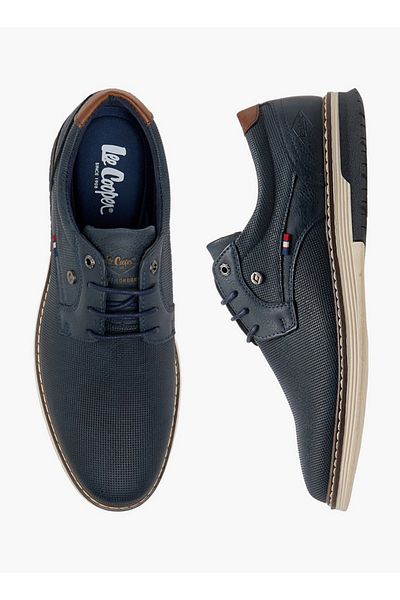Lee Cooper حذاء رياضي رجالي برباط منقوش بشعار