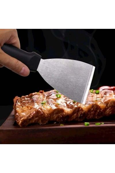 Blusmart Stainless steel BBQ spatula with plastic handle, 24 x 10 cm