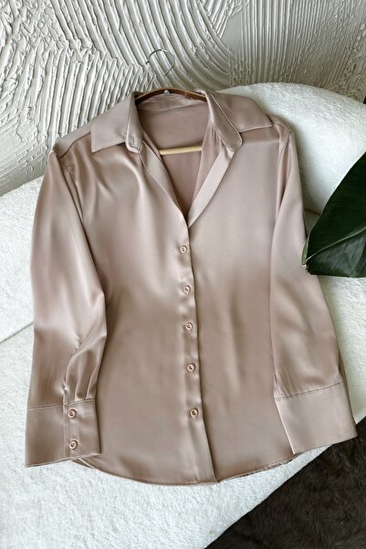 Poliyance Serra Beige Satin Shirt