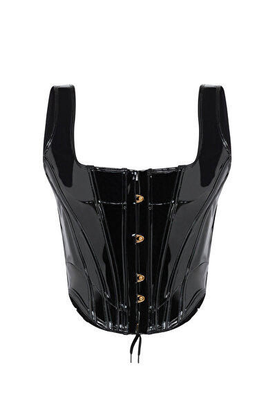 Agent Provocateur Zena Pvc Corset Ball Black Shiny Corset Retro and Modern St...