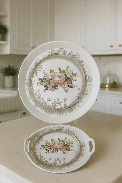 Makri 48 cm and 32 cm Double Decorative Luxury Serving Tray