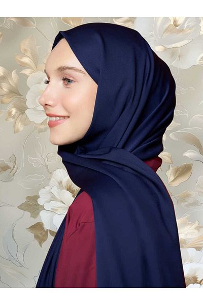 Freeista Navy Blue Shawl Silky Series, the Front Is Light Glossy, but the Back Is Matte