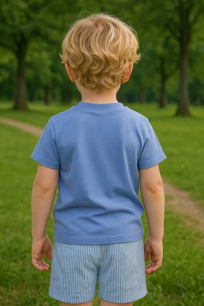 Yalçınoğlu Kids Boy's Suit I Children's Summer Suit I T-Shirt and Striped Shorts Combination Pocket Detail I Children's Clothing