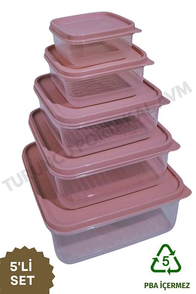 Turuncu Portakal Storage Container with Lid (Set of 5) Kitchen Organizer Square Organizer