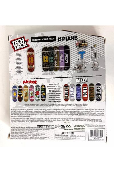 SPIN MASTERR Set of 6 mini skateboard boards, Tech Deck, Bonus Pack, PlanB