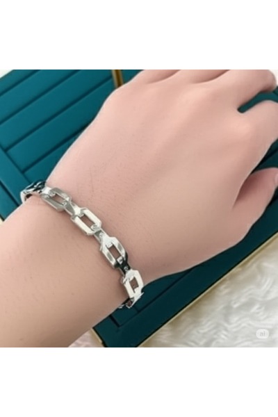 FAMEMUS ACCESSORY Steel Silver Bracelet Modern Geometric Linked