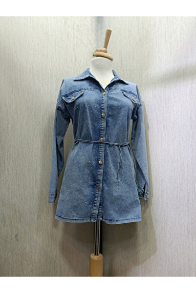 DENİZLİFE Front Tie-Up Stone Detailed Shirt