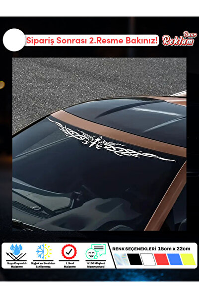 Onur Reklam Tribal Kartal Desenli Araba Ön Cam Sticker – 15x50 cm