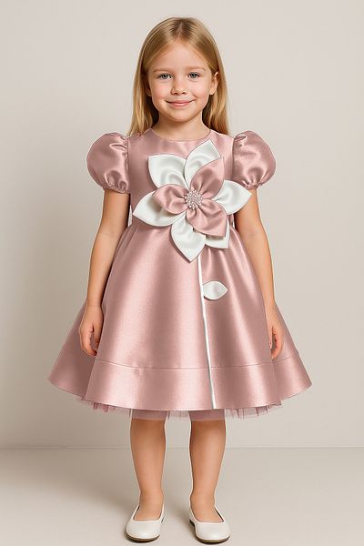 Gocoland Flower Detailed Girl's Satin Evening Dress