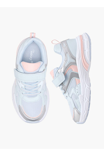Little Missy Girls Panelled Sneakers with Hook and Loop Closure