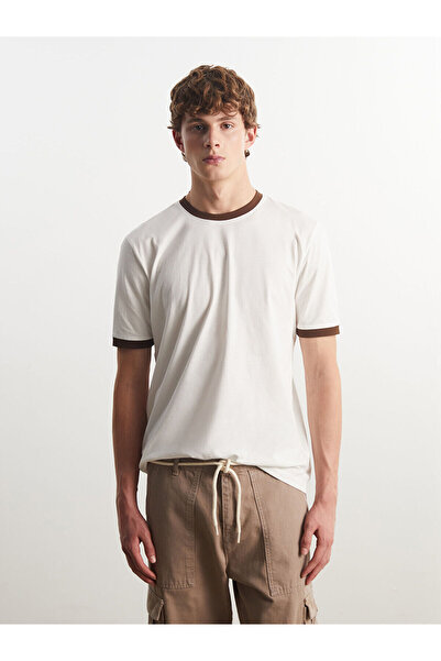 LC Waikiki Nevavm Oval Collar Combed Cotton Men's T-Shirt with a Difference