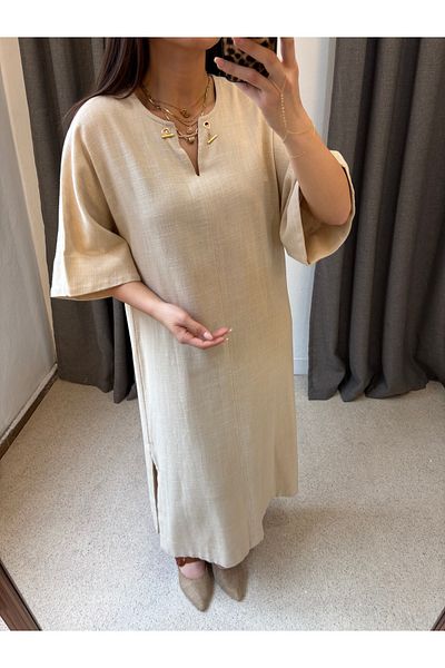 ROSSA Linen Gold Accessory Dress