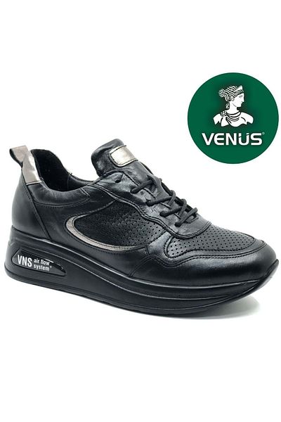 Venüs Jura Genuine Leather Orthopedic Oxford Women's Air-Flow Sole Classic Shoes Black