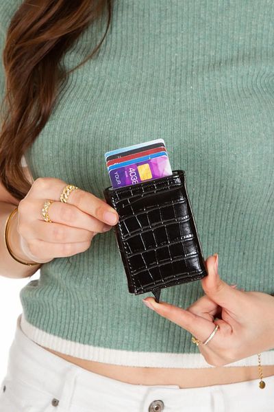 Newish Polo Men's Mechanized Card Holder and Wallet New128 - Black