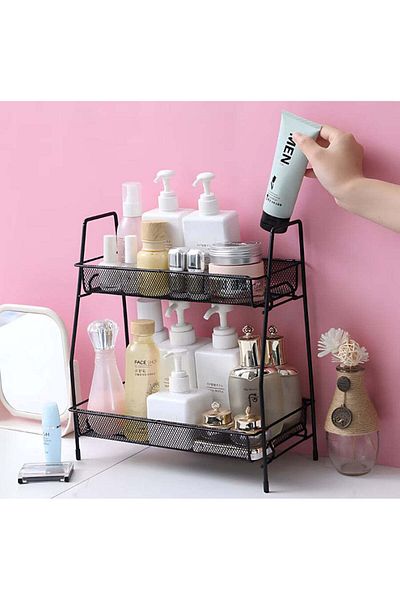 divendi-ro Multifunctional metal organizer, 2 levels, ideal for cosmetics or spices, black
