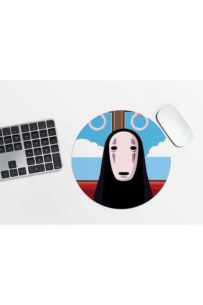 Akumastik Ghibli My Spirited Away No Face Round Mousepad - 20cm - Anime