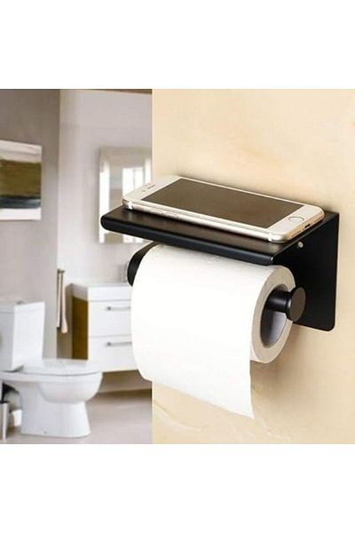 Welora Elegant toilet paper holder, stainless steel, Black - Black