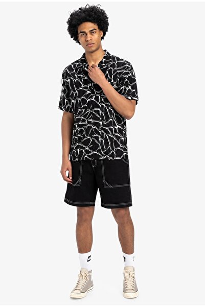 Quiksilver Cămașă cu mânecă scurtă pentru bărbați Mercury Chrome Comfort Fit – neagră (EQYWT04626)