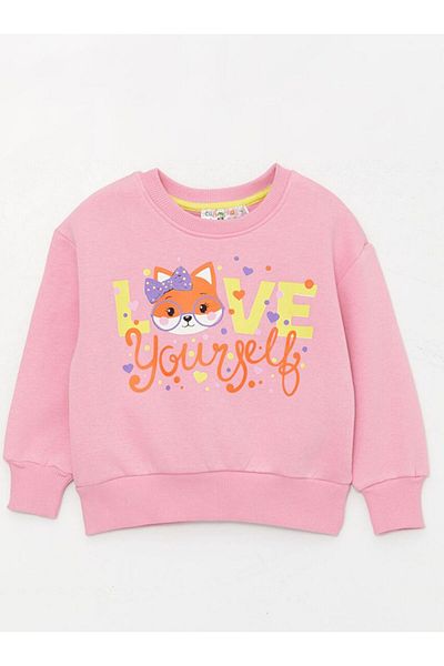 Calimera Kids Pink Crew Neck Long Sleeve Baby Girl Sweatshirt and Sweatpants Bottom 2-Piece Set