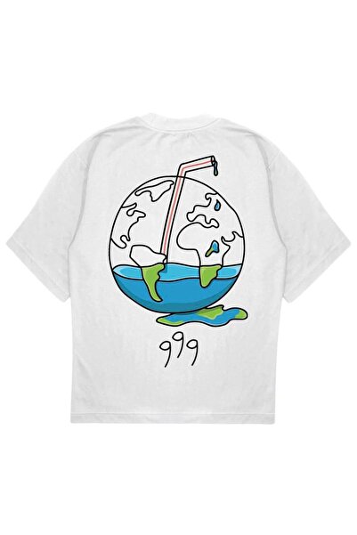 SVART WEAR 999 WORLD HERE tricou supradimensionat tricou ALB