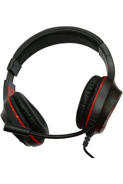 Generic Z90 Gaming Headset, Wired, LED Lights, Noise-Cancelling Microphone, Black and Red