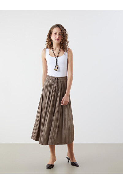 LC Waikiki Özmarka New Season Elastic Waist Satin Pleated Skirt