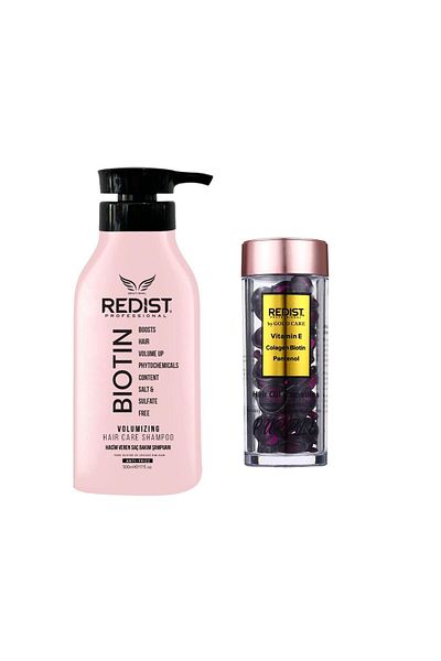 Redist Biotin package: Redist Biotin Shampoo 500 ml and Redist Biotin Hair Capsules 30 pcs