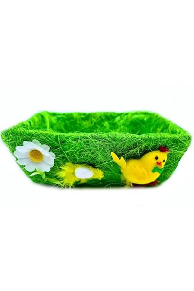 OEM Decorative Easter Basket, Rectangular, Green, 20x16x7 cm