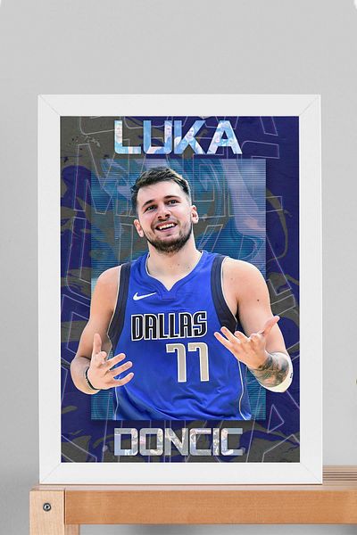 Saturn Luka Doncic Framed Painting - Basketball Nba Poster Painting