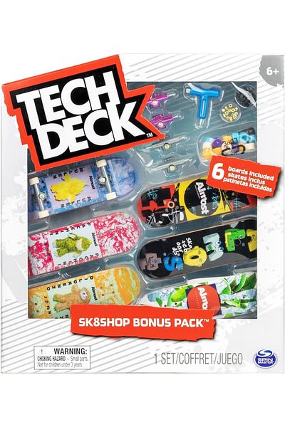 SPIN MASTERR Set of 6 mini skateboard boards, Tech Deck, Bonus Pack, Almost