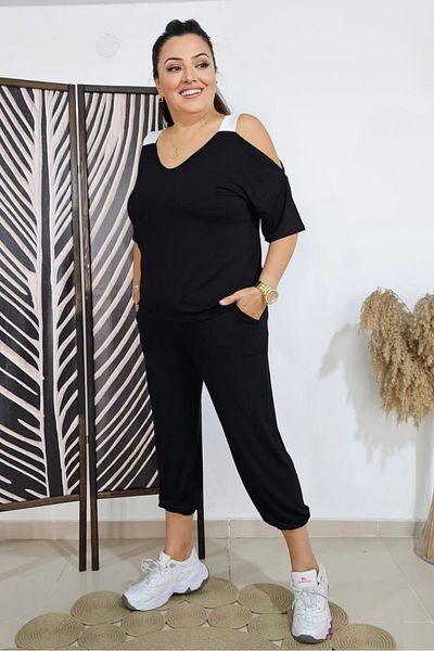 sinemisxxl Quality Large Size Viscose Suit with Lycra Back Detail