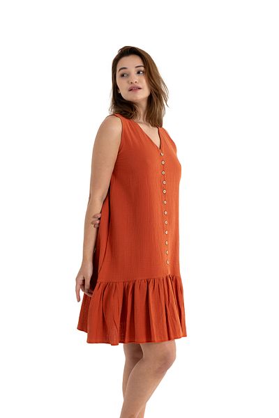 PANCHY CANKY Muslin Thick Strap Detailed 100% Cotton Midi Dress
