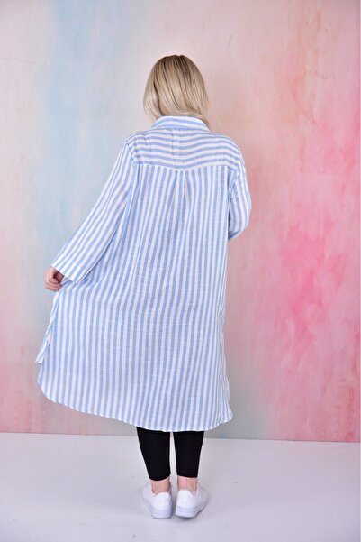 ruhaay Striped Button Long Sleeve Shirt Collar Tunic Buluz