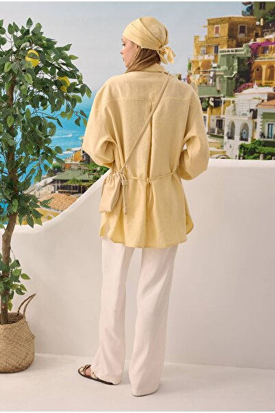 HEQA Verev Büzgü Detaylı Gömlek Soft Sarı