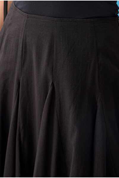 HEQA Bele Oturan Volanlı Etek Siyah