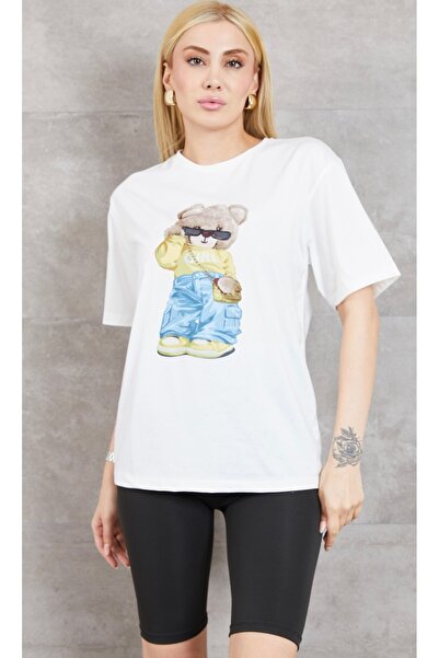 zenne تي شيرت مطبوع عليه دمية دب