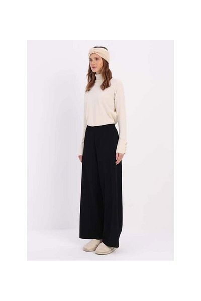 STF MODA Women's Black Baggy Tricot Pants