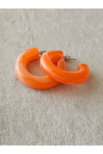 SiestaAccessories Orange Color Acrylic Hoop Earrings