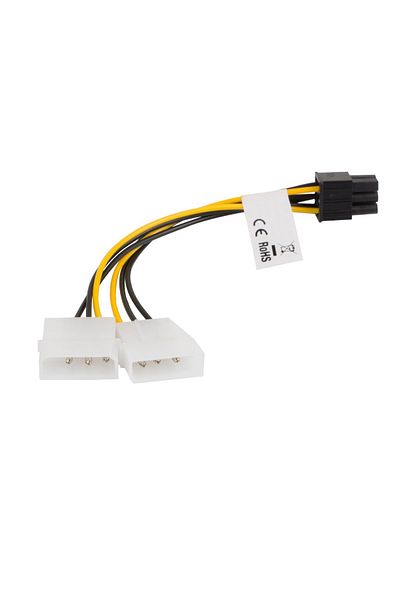 Lanberg Y-splitter cable, Lanberg 41308, Molex 3-pin male to Molex 3-pin female, to BTX with 6 pins, 15 cm
