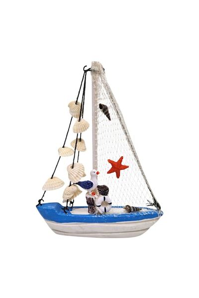 OEM Decoratiune marina, barca cu vele, 20 cm, albastru