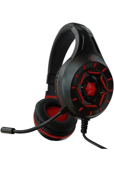 Generic Z90 Gaming Headset, Wired, LED Lights, Noise-Cancelling Microphone, Black and Red