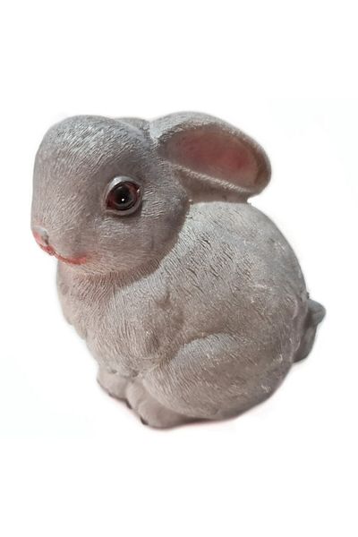 OEM Figurine Money Box, Grey Rabbit Resin Ornament for Easter, 11 cm