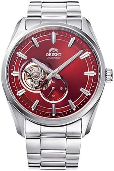 Orient Open Heart Red Dial Stainless Steel Watch for Men