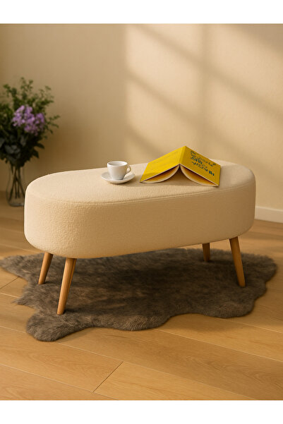 BUGİ HOME COLLECTİON TEDDY EFSANE 34x90x42 CM LARGE AHŞAP AYAKLI ÇOK AMAÇLI BENCH PUF KOLTUK